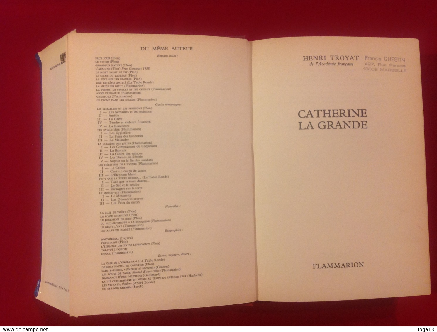 1978, CATHERINE LA GRANDE PAR HENRI TROYAT, ÉDITIONS FLAMMARION - Histoire