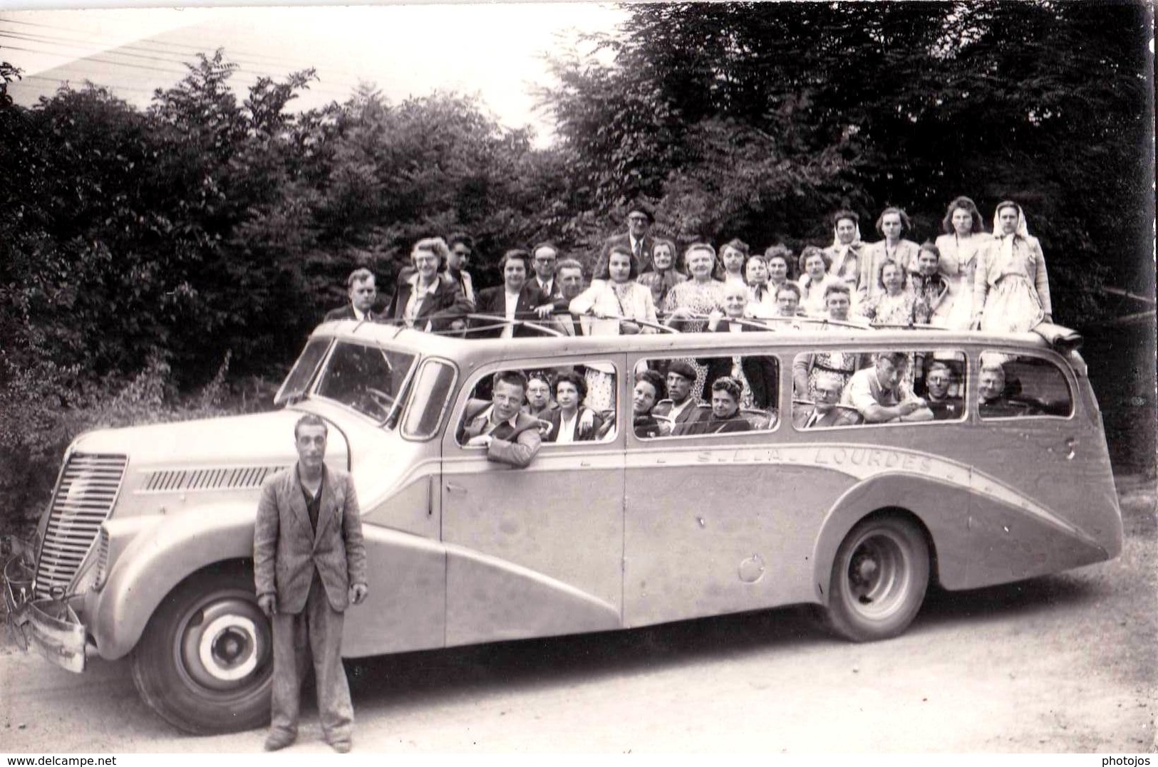 Photo Format Carte /  Autocar Citroën De La Société SLA  De  Lourdes (65), Transport Des Touristes - Automobiles