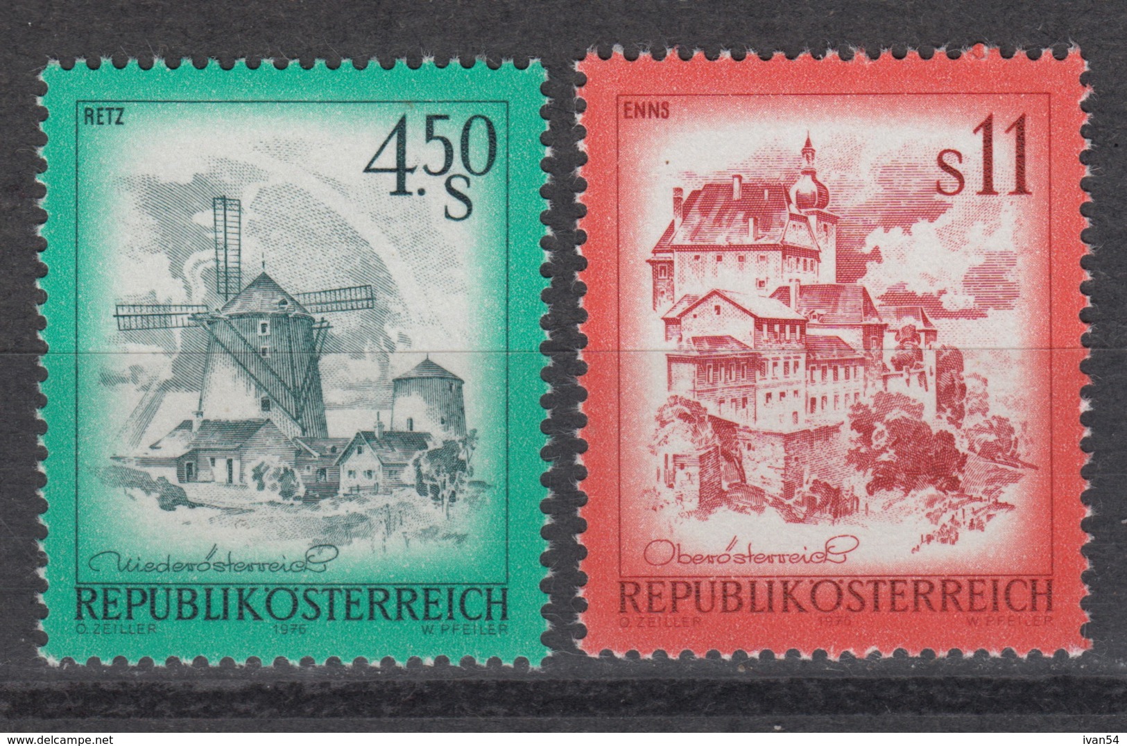 OOSTENRIJK 1348-49 ** MNH (1976) – RETZ (Moulin) – ENNS (Danube) - Neufs