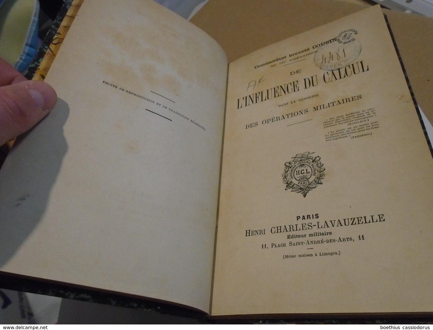 MILITARIA ARMEE : DE L'INFLUENCE DU CALCUL  DANS LA CONDUITE DES OPERATIONS MILITAIRES 1896 COMMANDANT CAMILLE COUSIN - Français