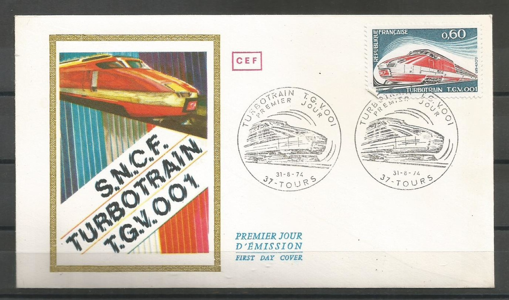 France 1974 Turbo Train FDC - Trains