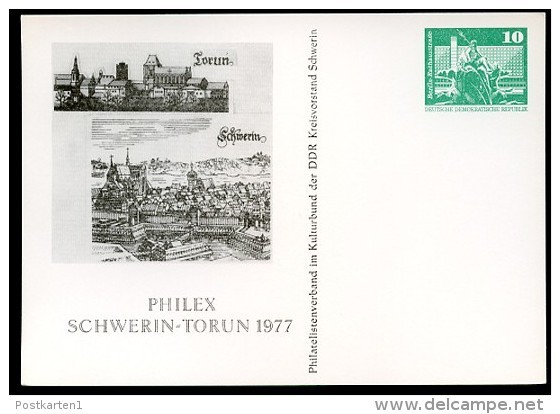 DDR PP16 C2/025 Privat-Postkarte STADTANSICHTEN TORUN SCHWERIN 1977  NGK 3,00 € - Private Postcards - Mint