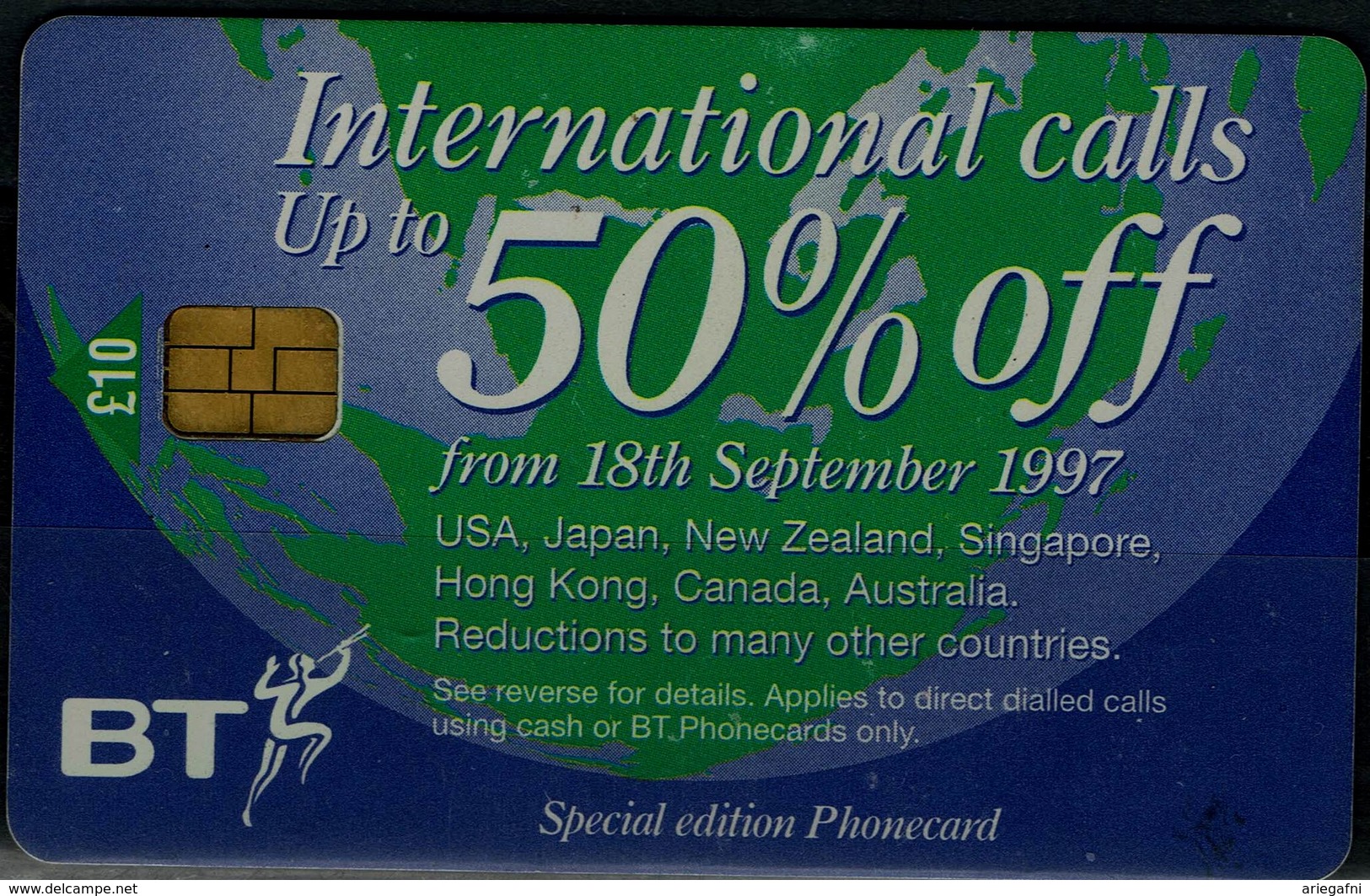 UNITED KINGDOM 1997 PHONECARD BT INTERNATIONAL CALLS UP TO 50% OFF USED VF!! - BT Phonecard Plus