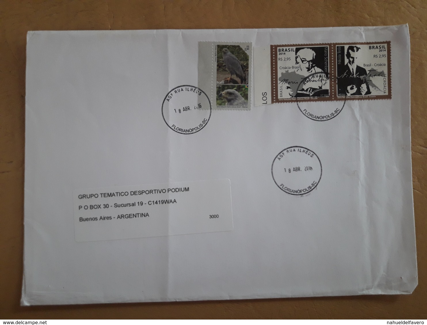 Enveloppe Du Brésil Diffusée Avec Des Timbres De Relation Avec La Croatie Et L'aigle - Lettres & Documents