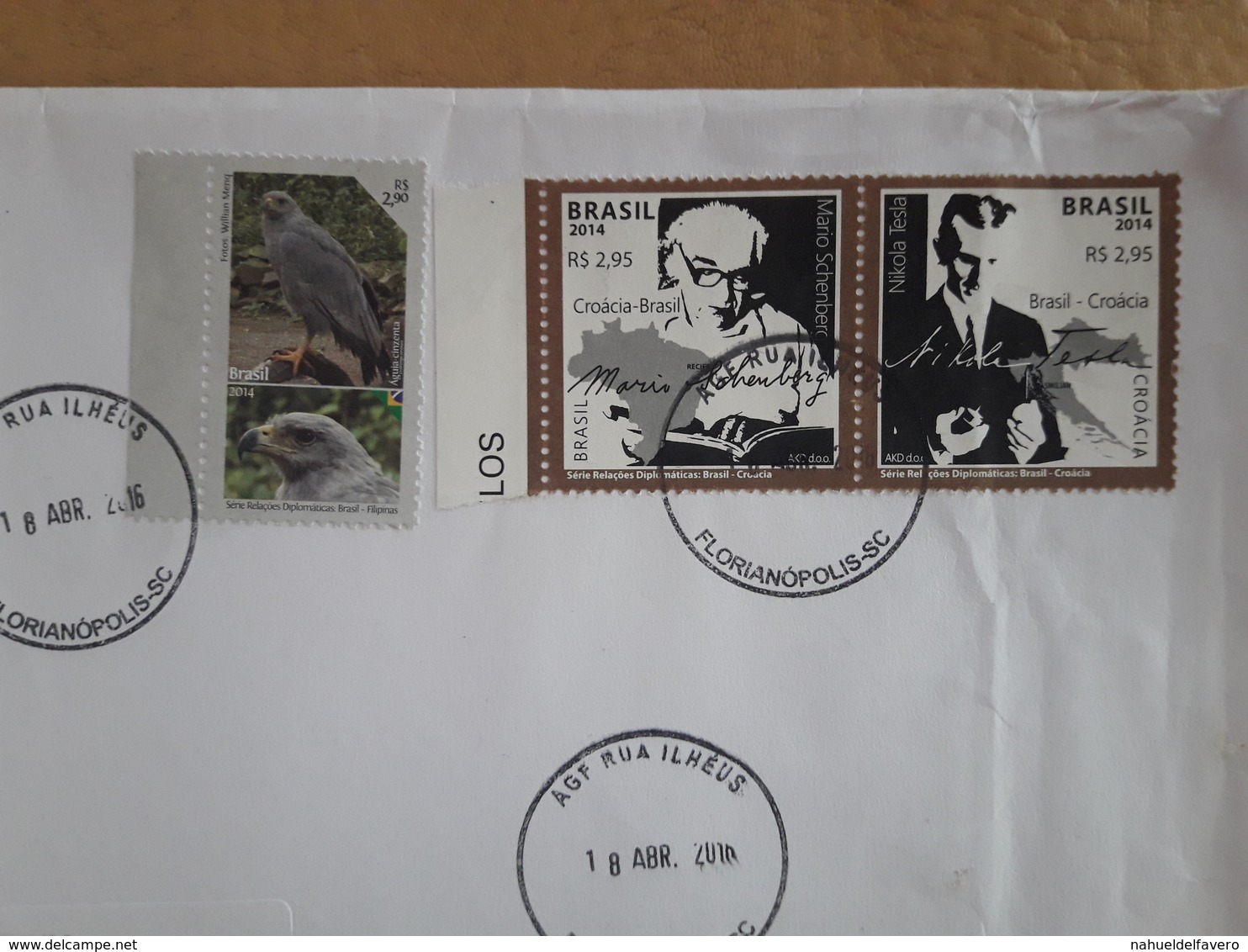Enveloppe Du Brésil Diffusée Avec Des Timbres De Relation Avec La Croatie Et L'aigle - Lettres & Documents