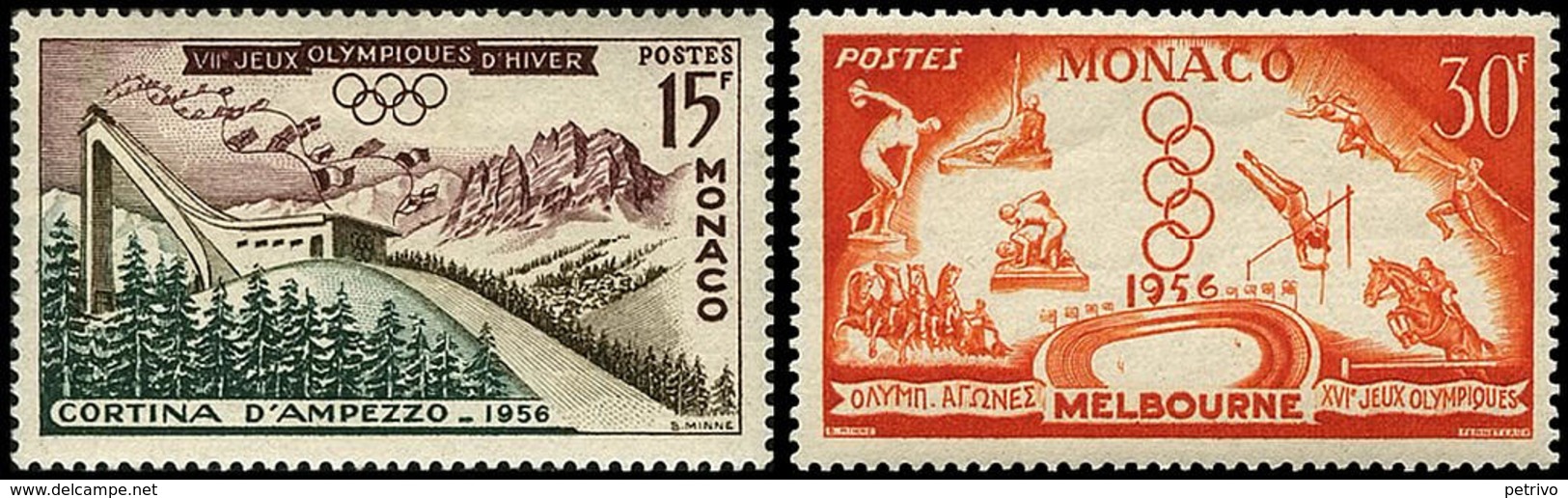 ** Monaco - 1956 - Olympic Games 1956 - Mi. 536-7 - Sommer 1956: Melbourne