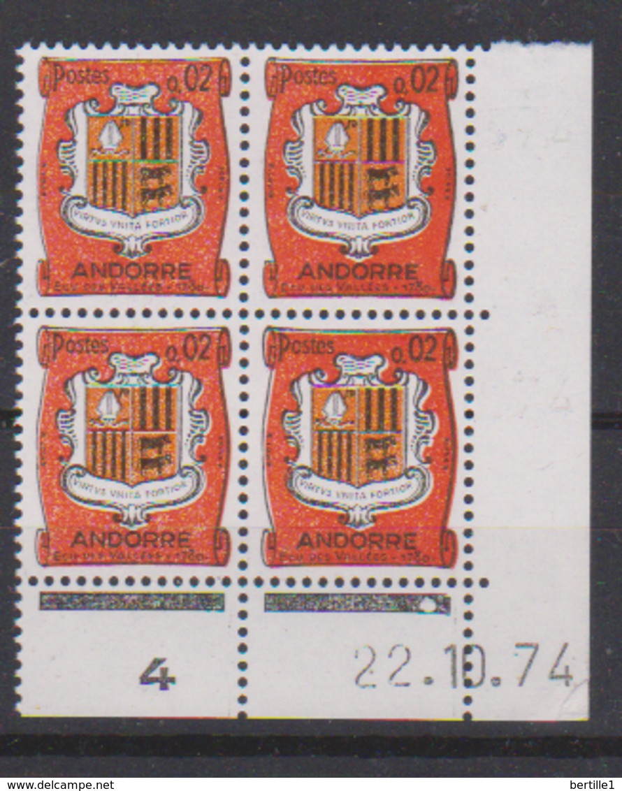 ANDORRE         N°  YVERT  Coin Daté 153 B   ( 22.10.74 )   NEUF SANS  CHARNIERES - Unused Stamps