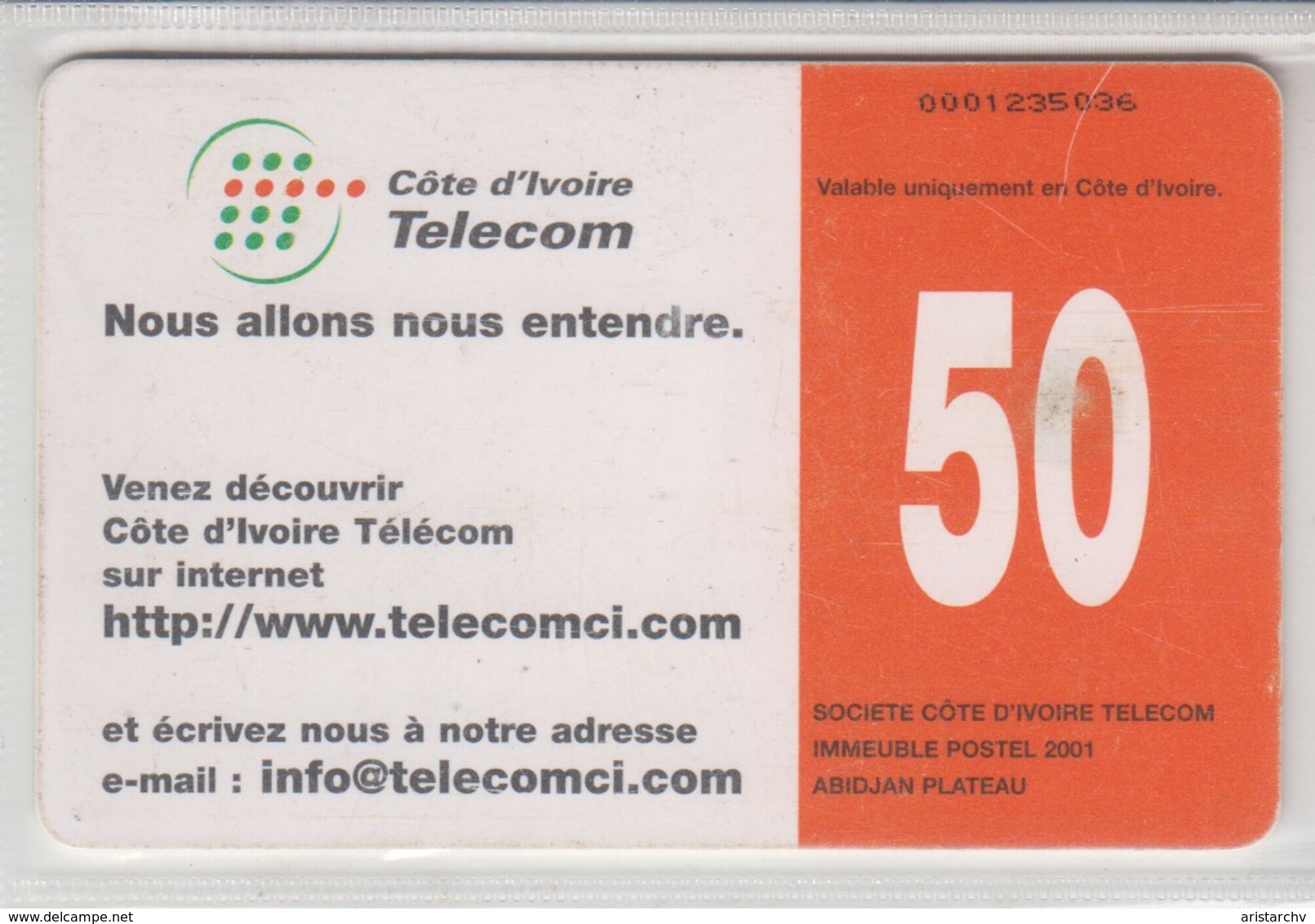 IVORY COAST COTE D'IVOIRE TELECOM SUR INTERNET CITELCARTE - Côte D'Ivoire