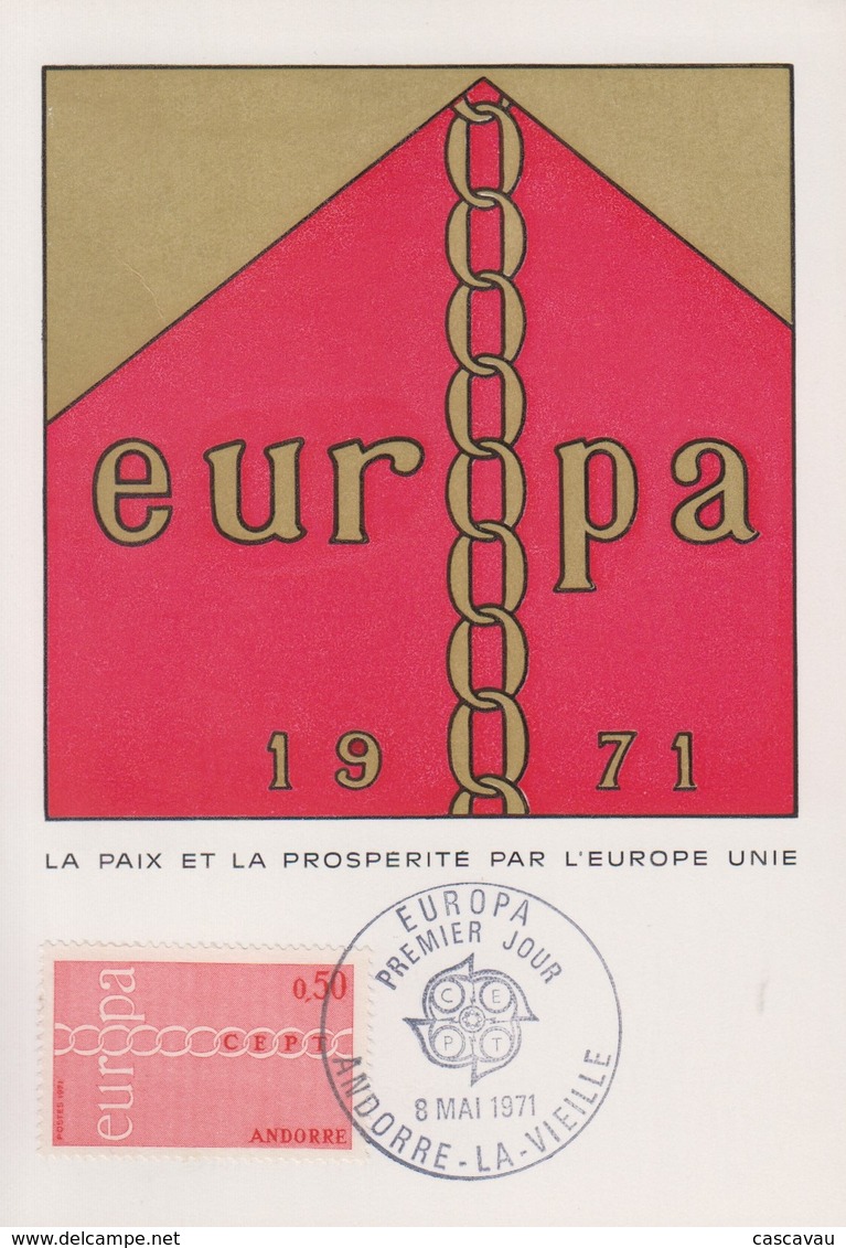 Carte  Maximum  1er  Jour   ANDORRE    EUROPA    1971 - 1971