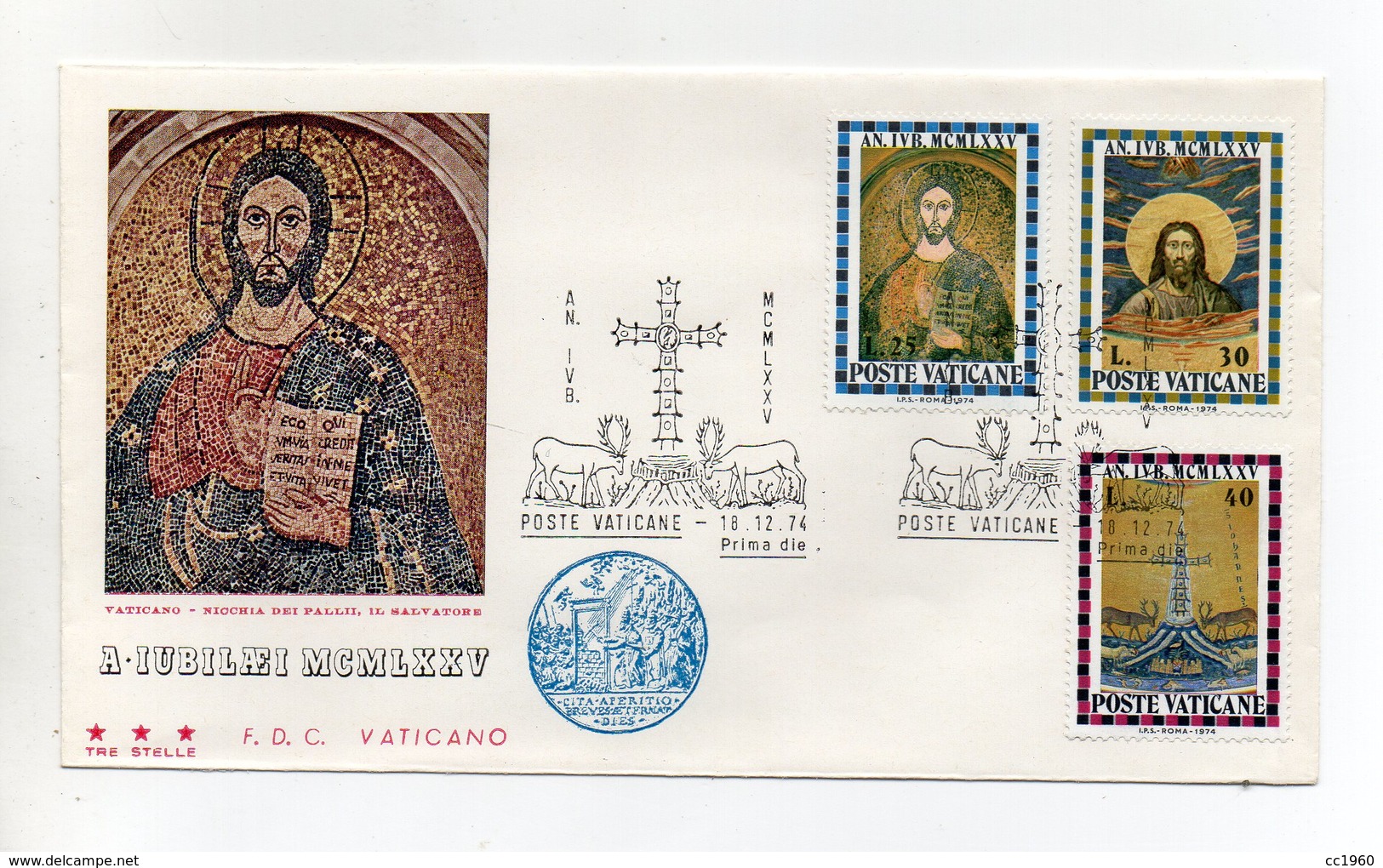 Vaticano - 1974 - Busta FDC 3 Stelle  - Anno Santo - Con Annulli - (FDC20167) - FDC