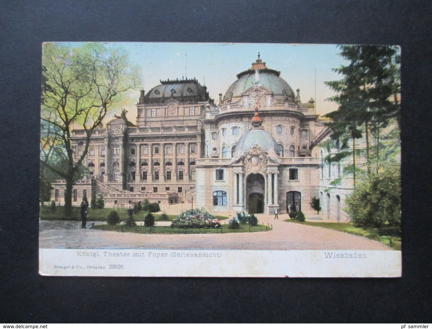 AK Deutsches Reich 1909 Wiesbaden Königliches Theater Mit Foyer (Seitenansicht) Verlag Stengel&Co. Dresden - Wiesbaden