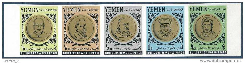 1966 YEMEN Royaume Michel 202A-6A ND** Kennedy, Churchill, Nehru - Yémen