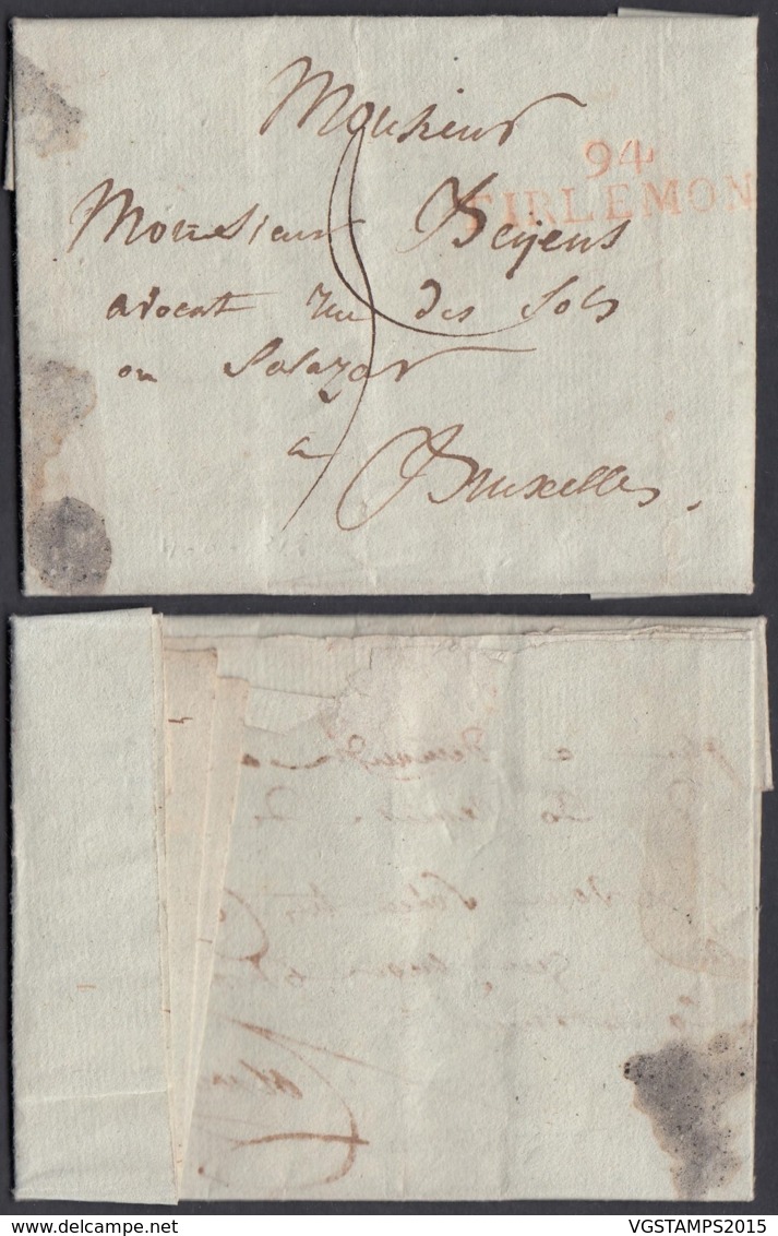 BELGIQUE LETTRE DE TIRLEMONT 04/06/1812 " 94 TIRLEMONT" 47X11mm VERS BRUXELLES  (DD) DC-7093 - 1794-1814 (Période Française)