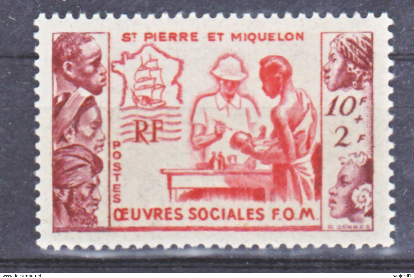 Saint Pierre Et Miquelon  344 Oeuvres Sociales  Neuf Avec Trace De Charnière Légère* MH Con Charmela Cote 16 - Neufs