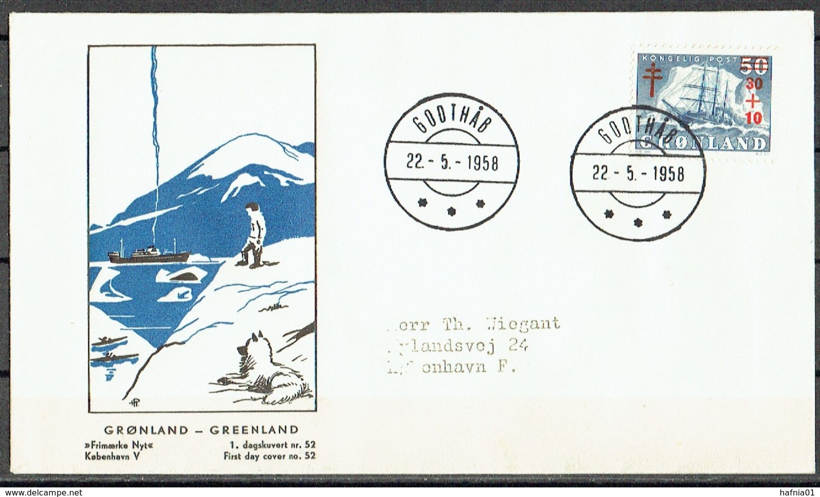 Greenland 1958. Michel 40  FDC Sent To Denmark. - Cartas & Documentos