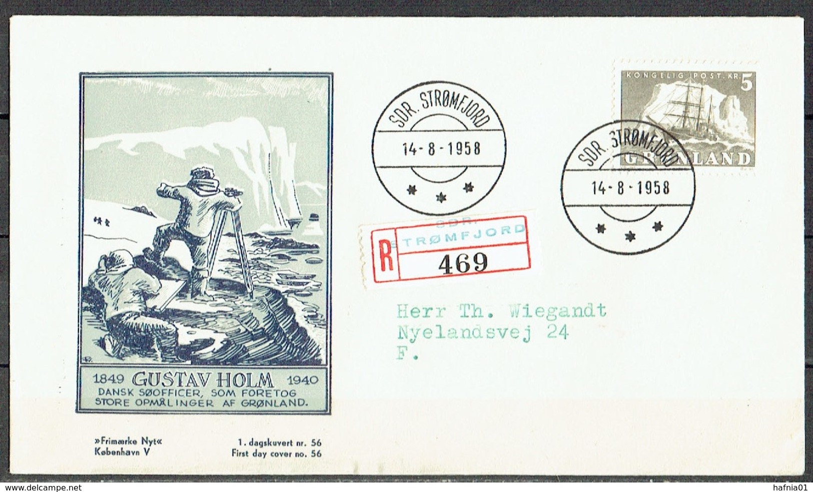 Greenland 1958. Michel 41 Registered  FDC Sent To Denmark. - Cartas & Documentos