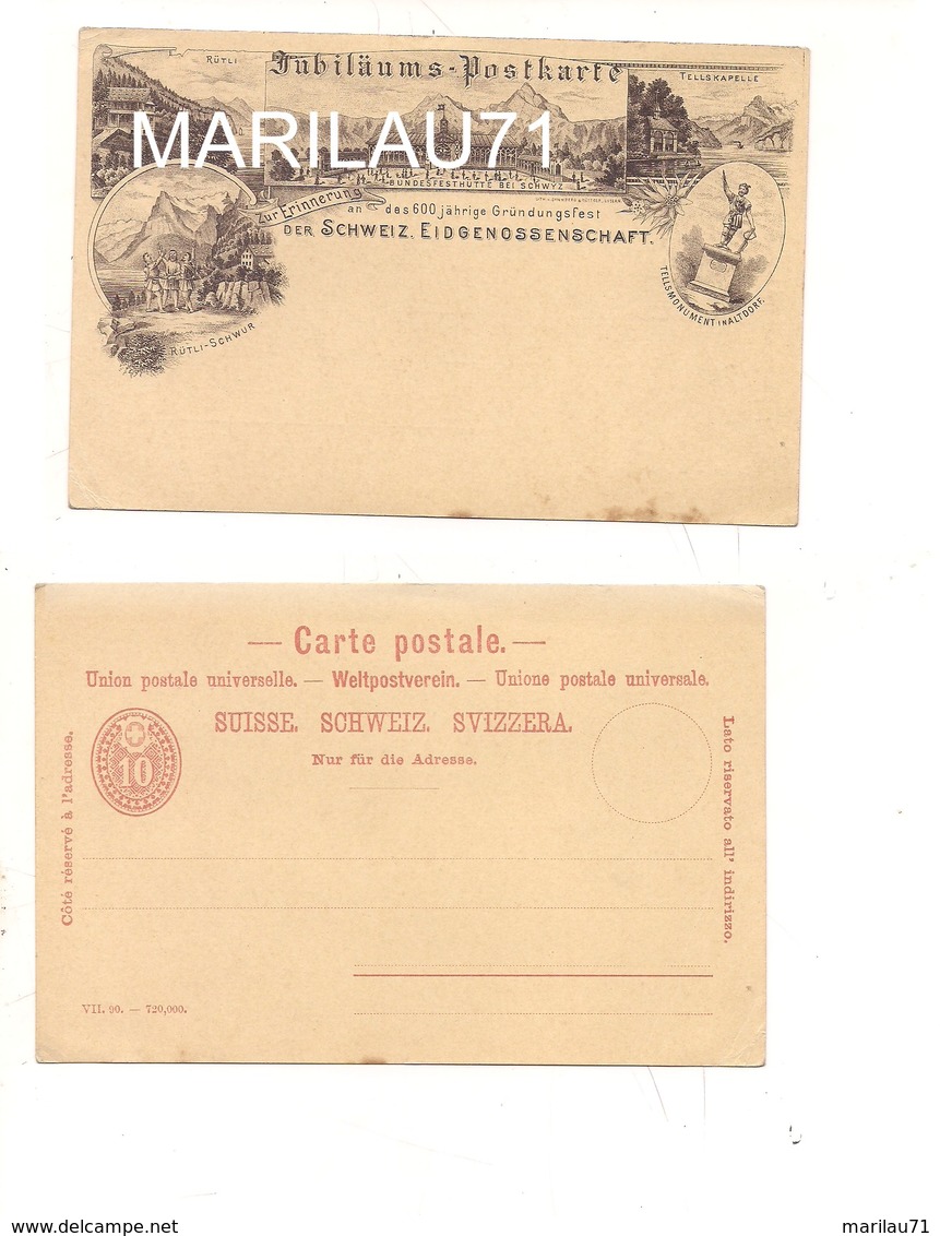 P661 SVIZZERA HELVETIA JUBILAUMS POSTKARTE INTERO POSTALE EIDGENOSSENSCHAFT NON VIAGGIATO - Interi Postali