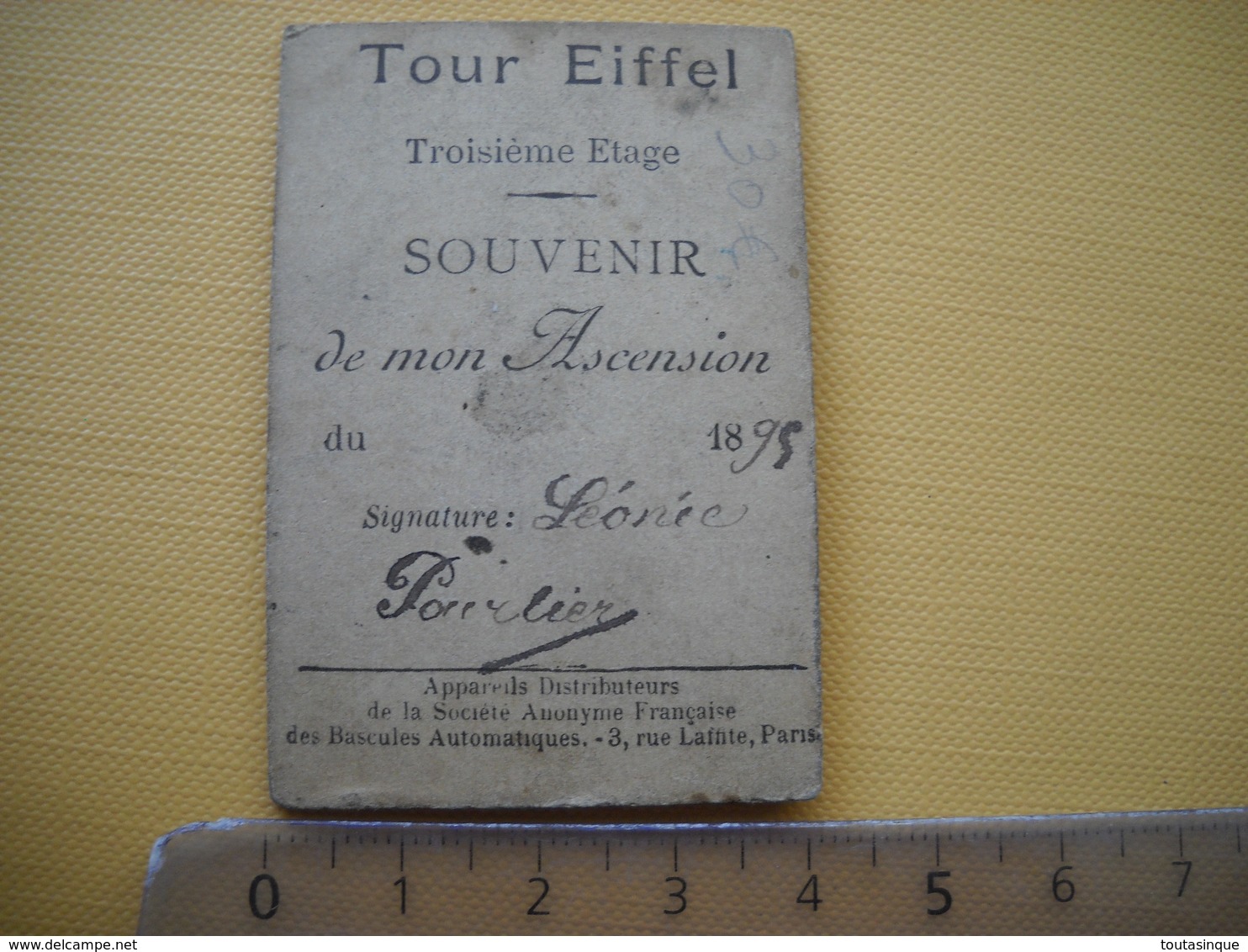 Rare Ticket Tour Eiffel . Troisieme étage , Transbordement Des Passagers . De 1895 . 2 Photos . - Biglietti D'ingresso