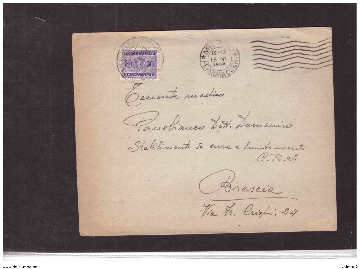 TEM11278  -  MILANO  13.6.1934   /   LETTERA SPEDITA A BRESCIA  TASSATA CON IL NR. 40 SASSONE - Storia Postale