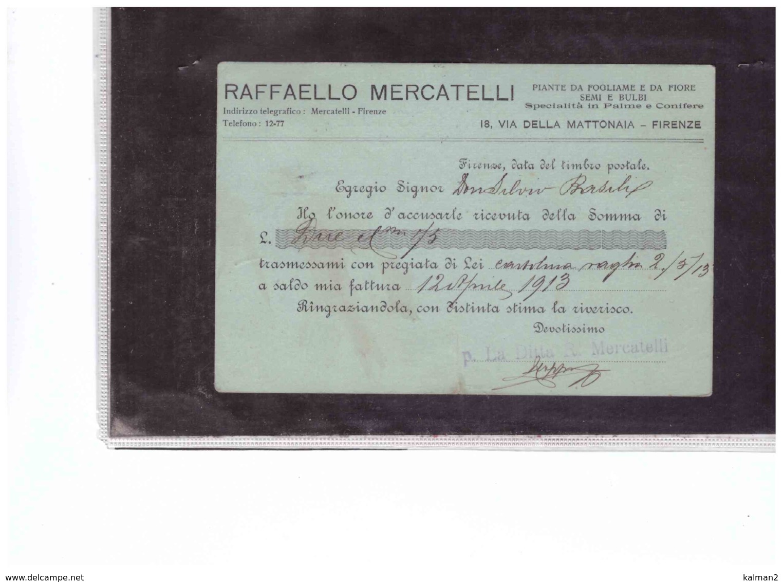 TEM11283  -   FIRENZE  11.5.1913    /   CART. POSTALE  SPEDITA A FERMO - Storia Postale