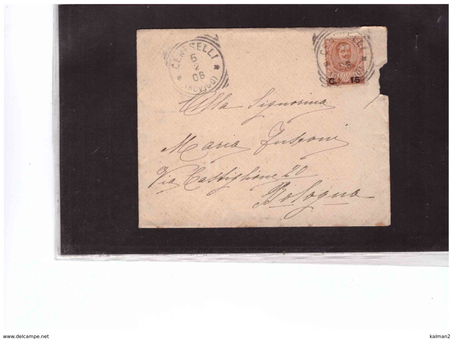 TEM11288  -  CENESELLI  5.2.1906     /    LETTERA SPEDITA A   BOLOGNA AFFRANCAT CON IL SASSONE NR. 79 - Storia Postale