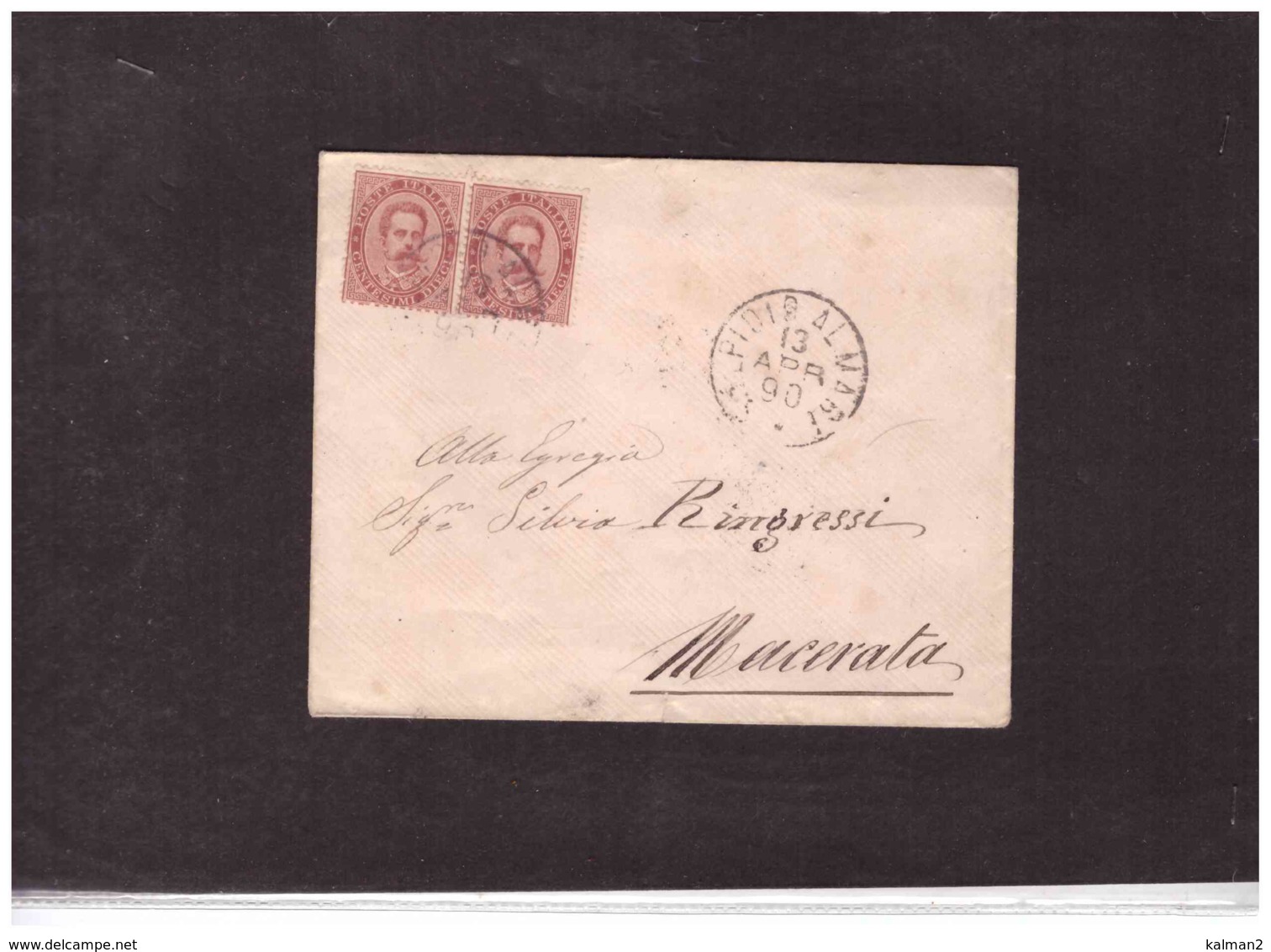 TEM11290  -   S.ELPIDIO AL MARE  13.4.19OO     /   LETTERA   SPEDITA A   MACERATA AFFRANCATA CON COPPIA SASSONE NR.38 - Storia Postale