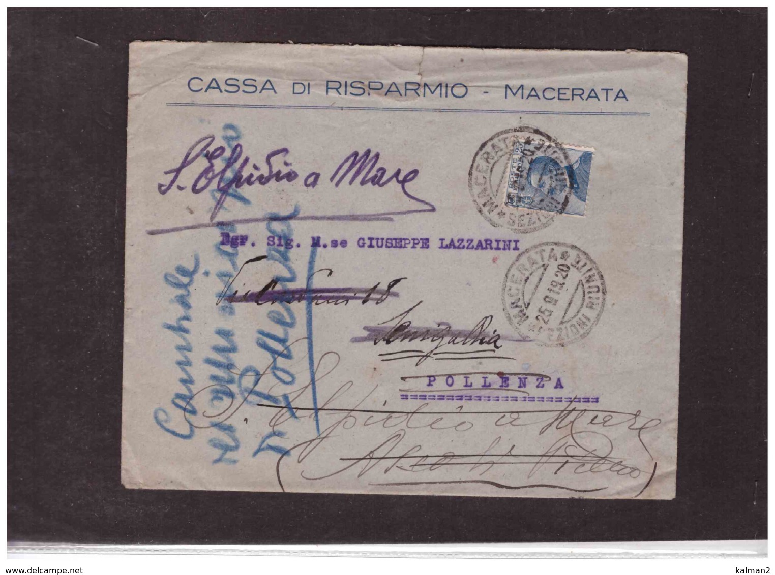 TEM11302  -   MACERATA  25.9.1919  /  LETTERA SPEDITA A   S.ELPIDIO A MARE - Storia Postale