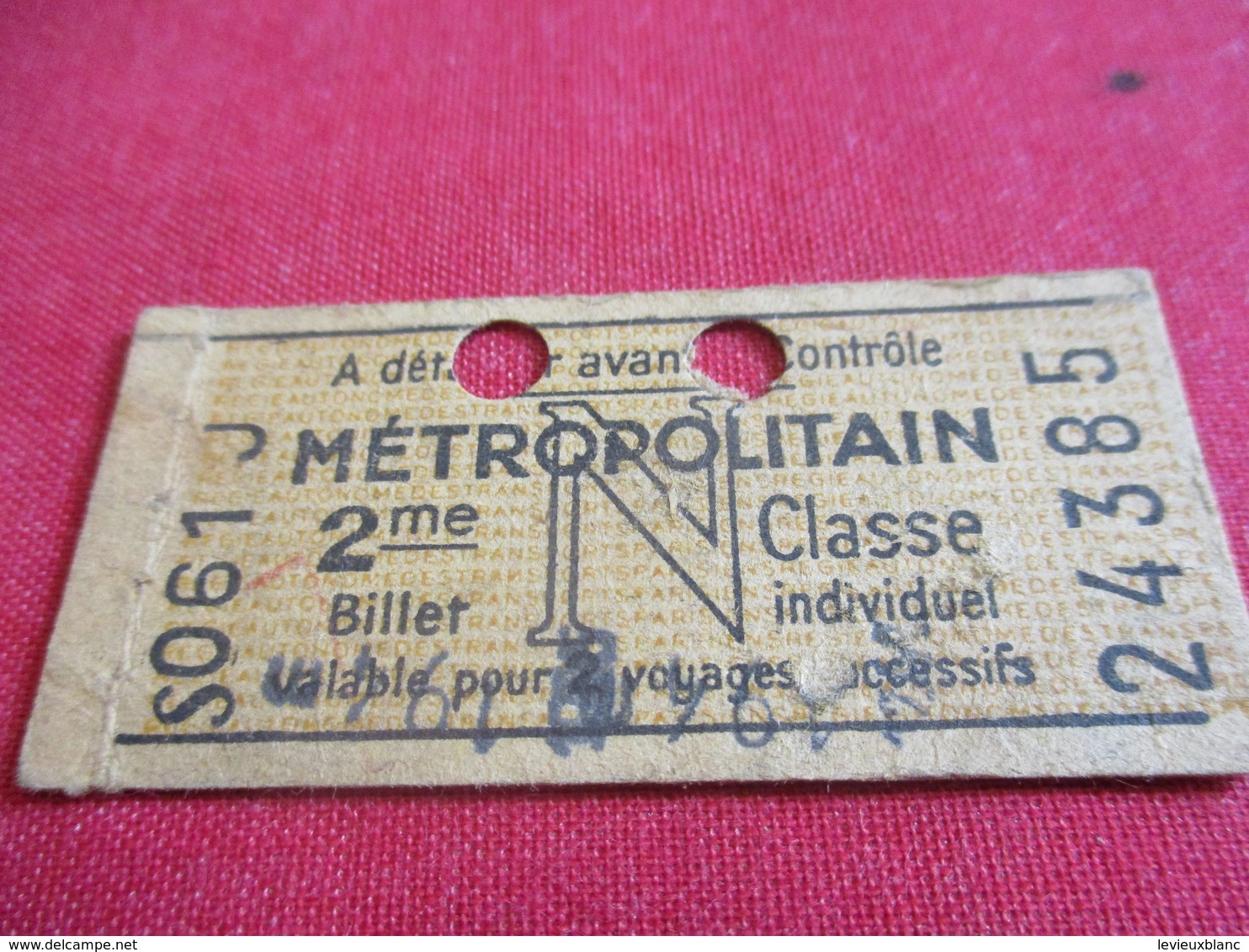 Metropolitain/  2 éme Classe/ DENFERT /Billet Individuel/Valable Pour 2 Voyages Successifs/JAZ/Vers 1920 - 1950   TCK29 - Europe
