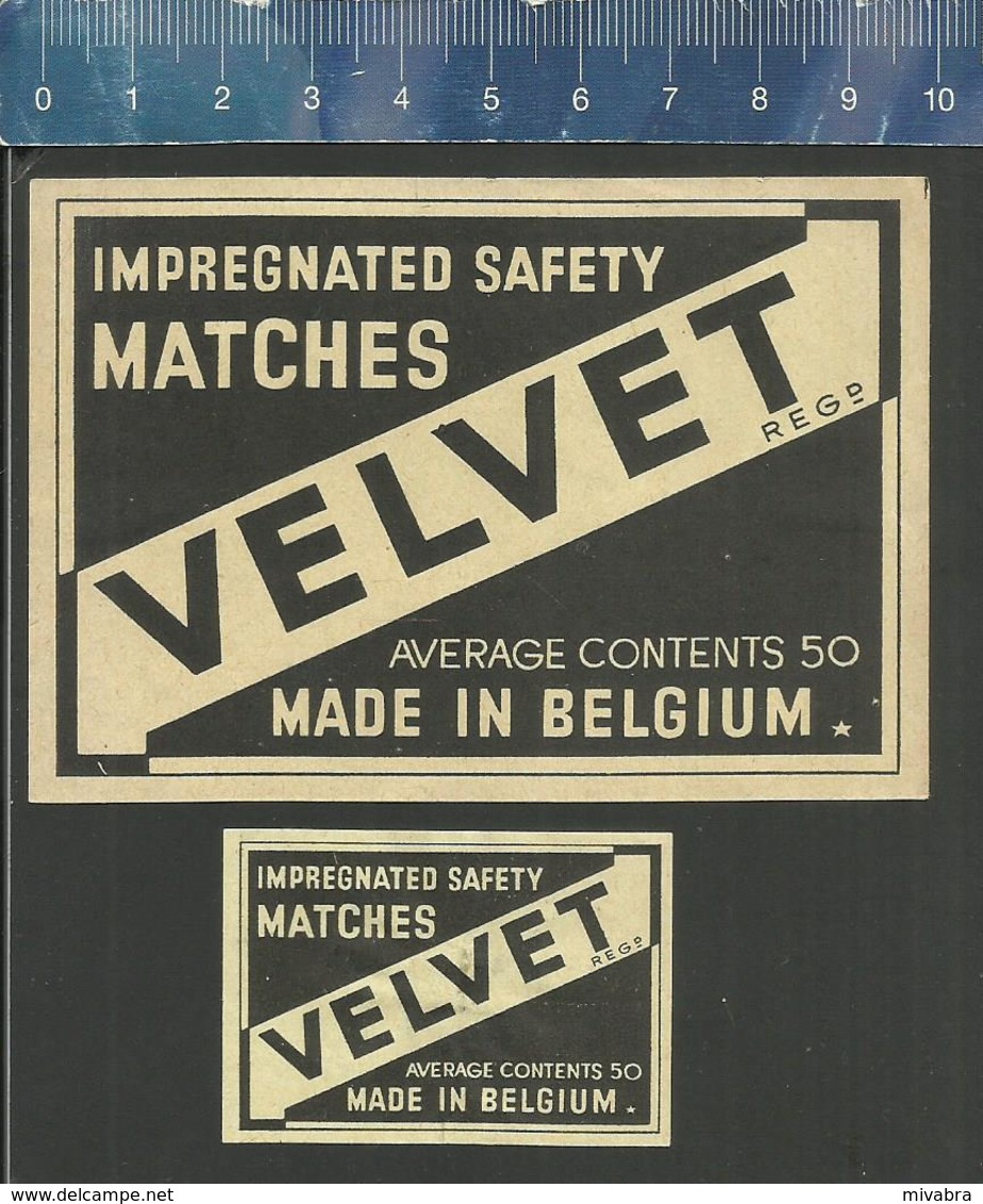 VELVET SAFETY MATCHES AVERAGE CONTENTS 50  ( Old Matchbox Labels Belgium) - Zündholzschachteletiketten