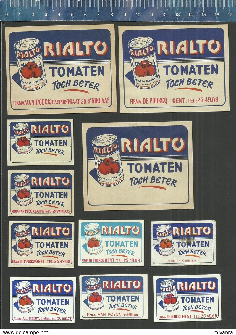 RIALTO TOMATEN (CONSERVEN CANNED TOMATOES) DE POURCQ GENT VAN POECK ST-NIKLAAS MEERT AALST ( Matchbox Labels Belgium) - Luciferdozen - Etiketten