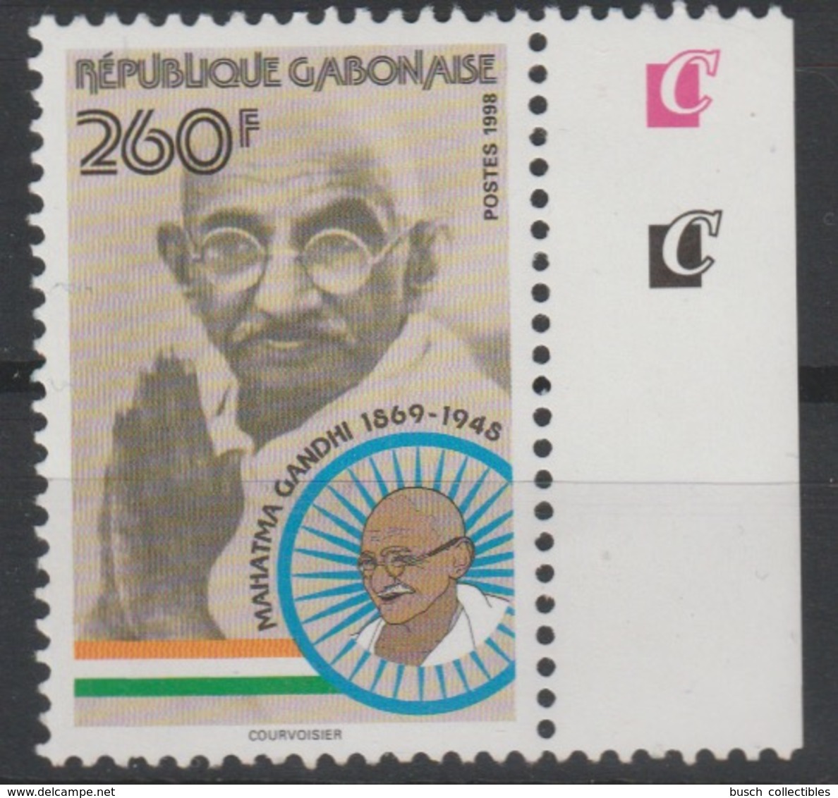 Gabon Gabun 1998 Mi. 1428 Mohandas Mahatma Gandhi 1869 - 1948 Inde India Indien RARE ! - Mahatma Gandhi