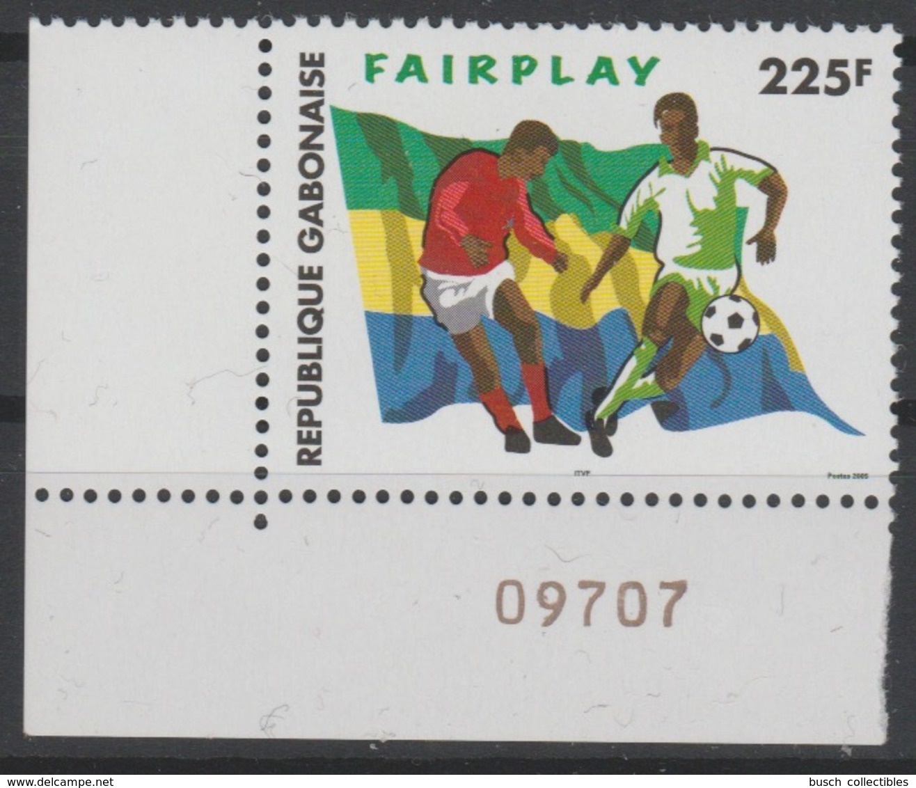 Gabon Gabun 2006 Mi. 1683 Football Fußball Soccer Fairplay Flag Fahne Drapeau RARE ! - Gabon (1960-...)