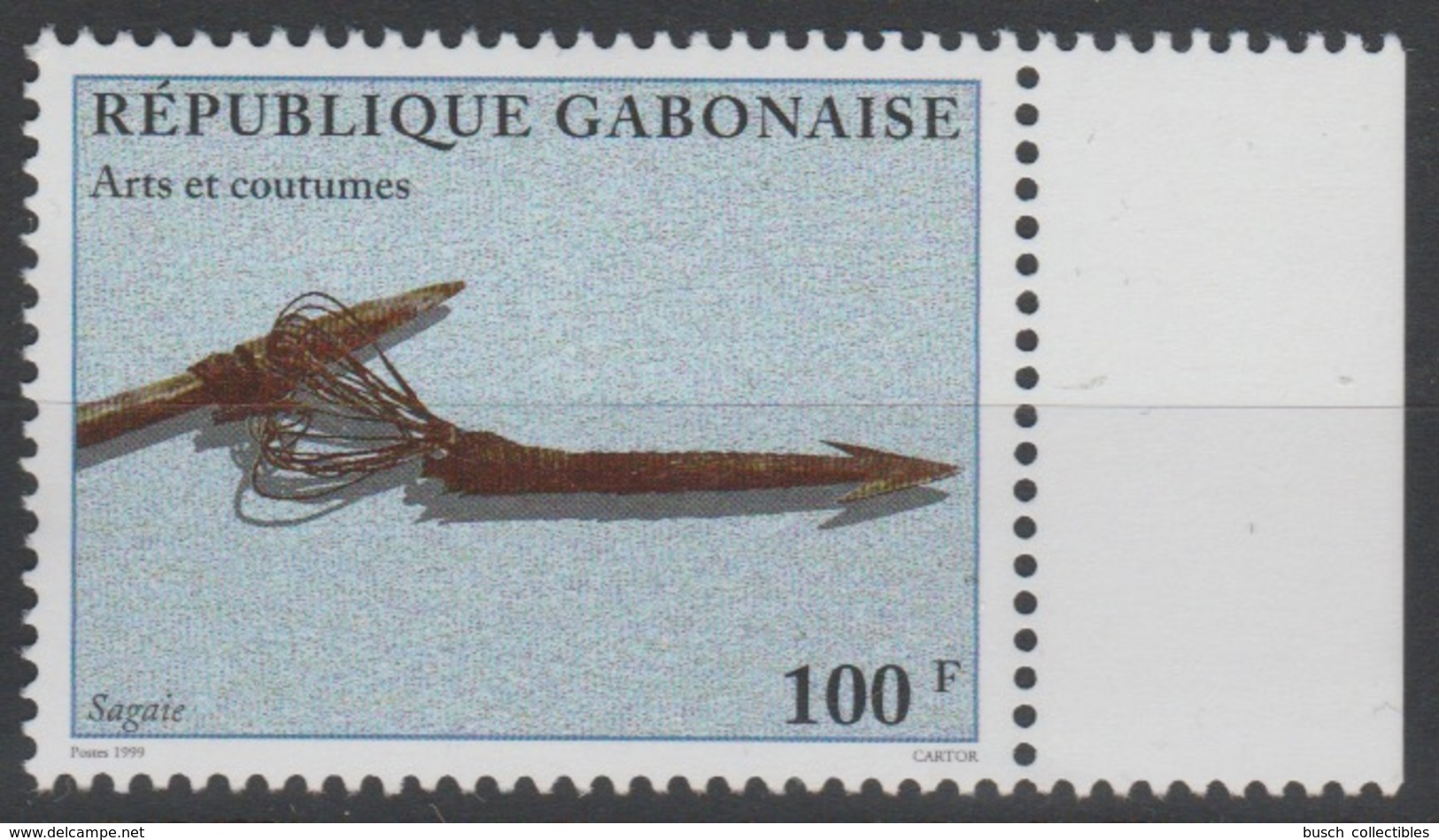 Gabon Gabun 1999 Mi. 1466 Arts Et Coutumes Sagaie Handicraft Kunst Art RARE ! - Gabon (1960-...)