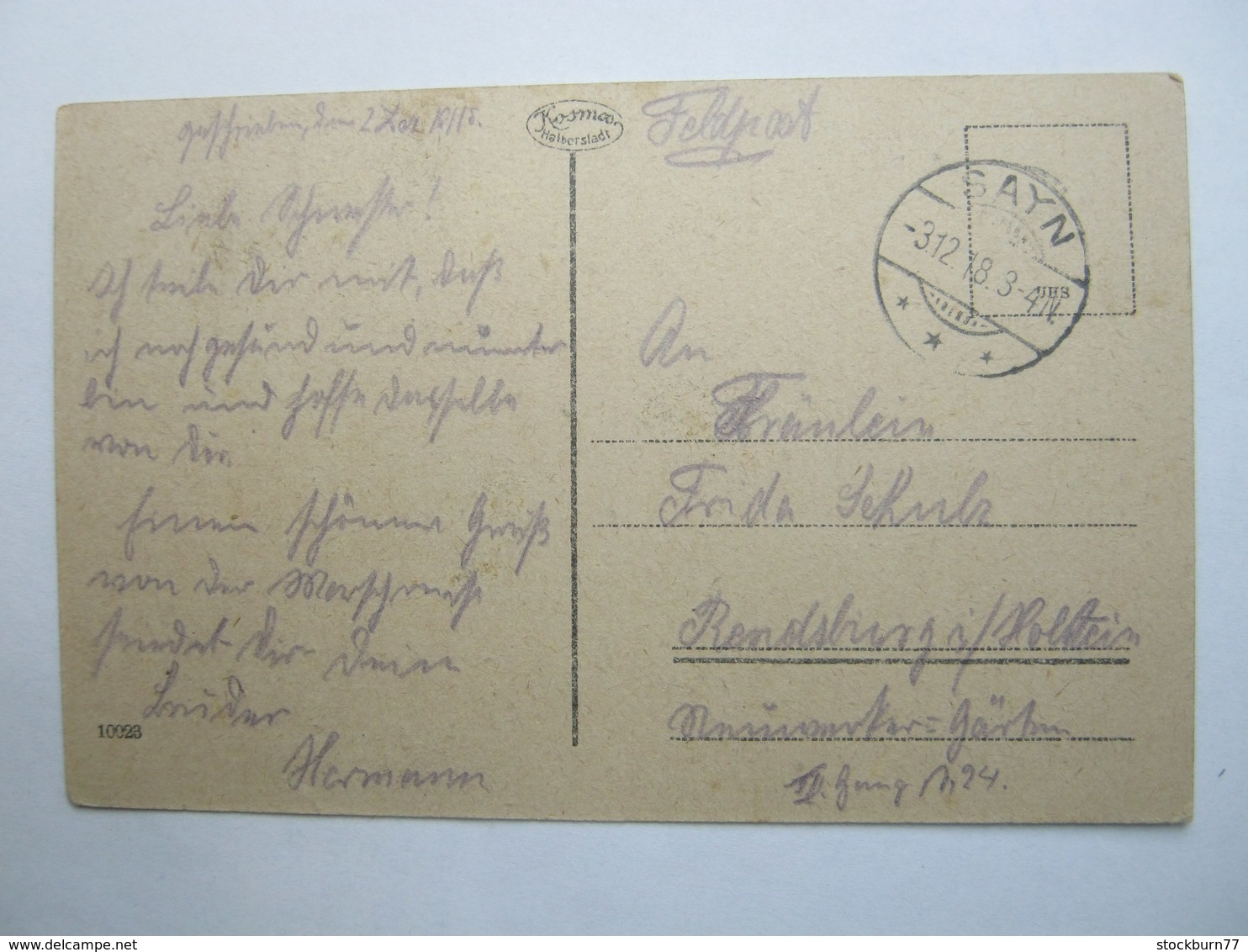 1918 , SAYN  , Klarer Stempel Auf Karte - Briefe U. Dokumente