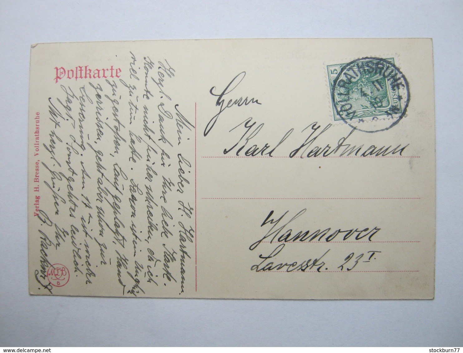 1910 , VOLLRATSRUHE  , Klarer Stempel Auf Karte - Briefe U. Dokumente