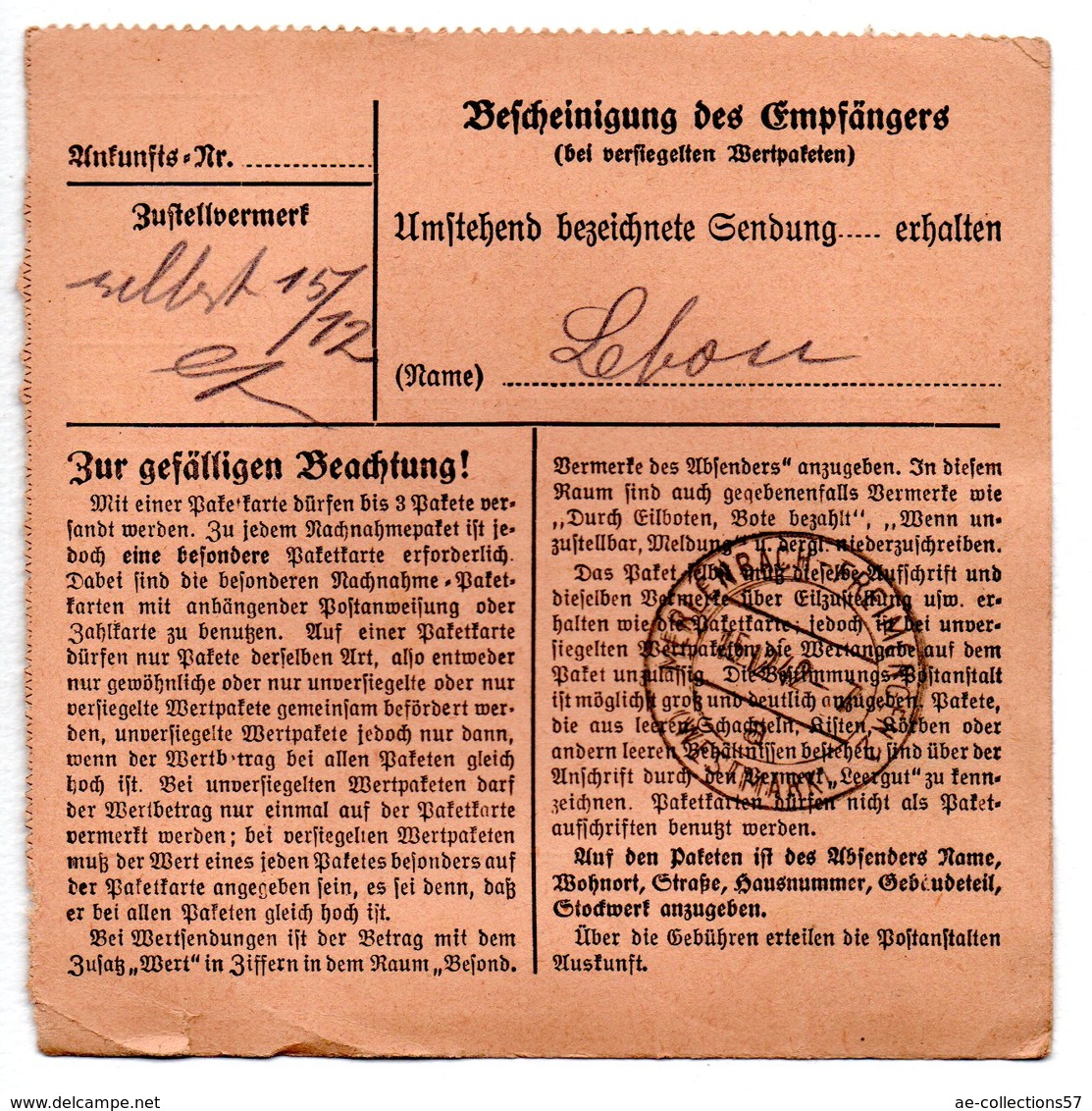 Allemagne  / Colis Postal  / Départ  Blumenau ( Sachsen )  / Baukastenfabrik Reuter - Lettres & Documents