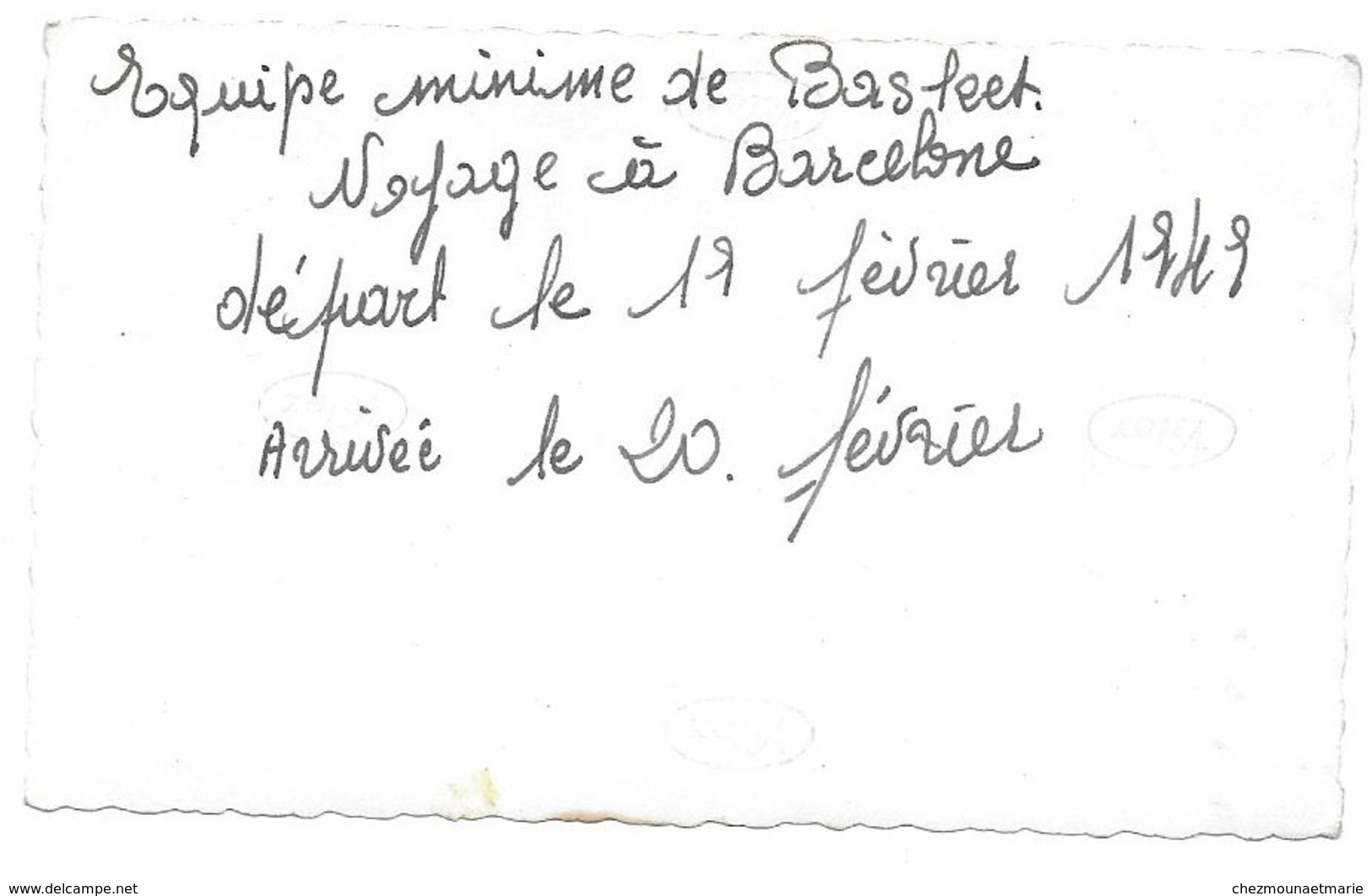 BASKET EQUIPE FEMININE MINIMES VOYAGE A BARCELONE 1949 - PHOTO 11*7 CM - Sports