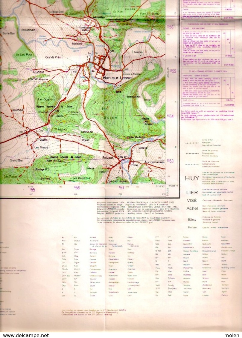 ©1988 HOUYET HAN-SUR-LESSE Rochefort CARTE D ETAT MAJOR WANLIN HOUR HAVENNE CIERGNONT VILLERS EPRAVE BRIQUEMONT S204