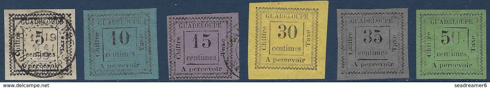 France Colonies Guadeloupe Taxe N°6,7,8,10,11 & 12 Neufs Et Oblitérés Plutot Tres Belle Qualité !! - Portomarken