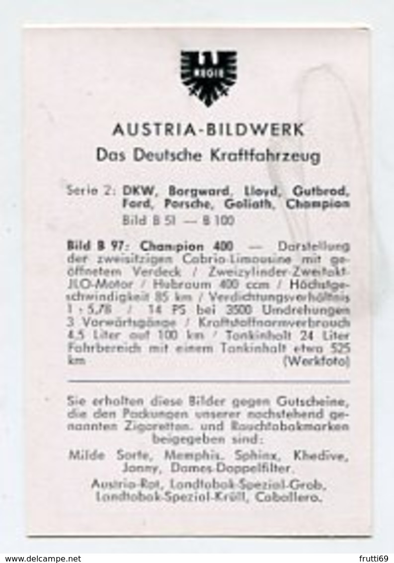 SB06416 Austria-Bildwerk - Das Deutsche Kraftfahrzeug - Bild B 97 : Champion 400 - Autres & Non Classés