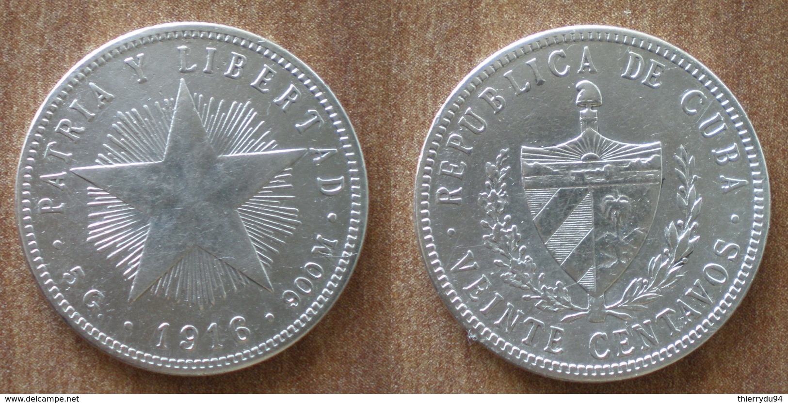 Cuba 20 Centavos 1916 Star Silver Argent Centavo Que Prix + Port Pesos Paypal Bitcoin - Cuba