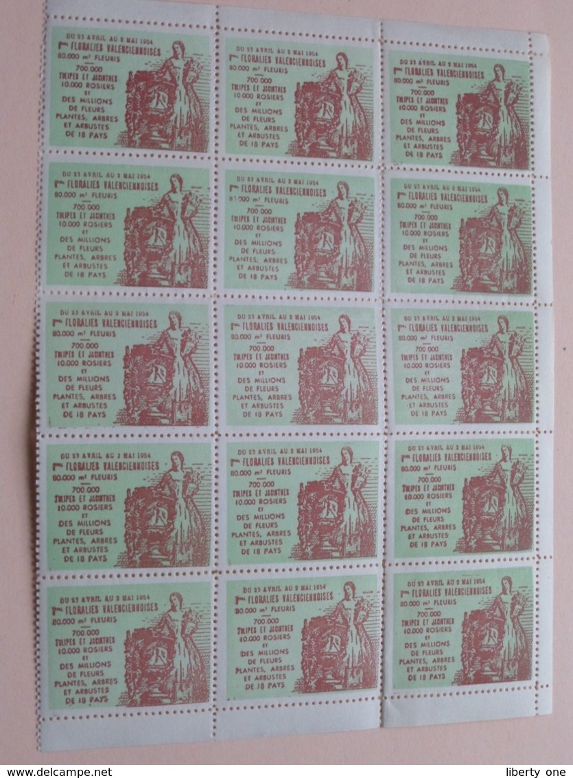 Floralies Valenciennoises 1954 > 15 Timbres ( Sluitzegel Timbres-Vignettes Picture Stamp Verschlussmarken ) ! - Cachets Généralité