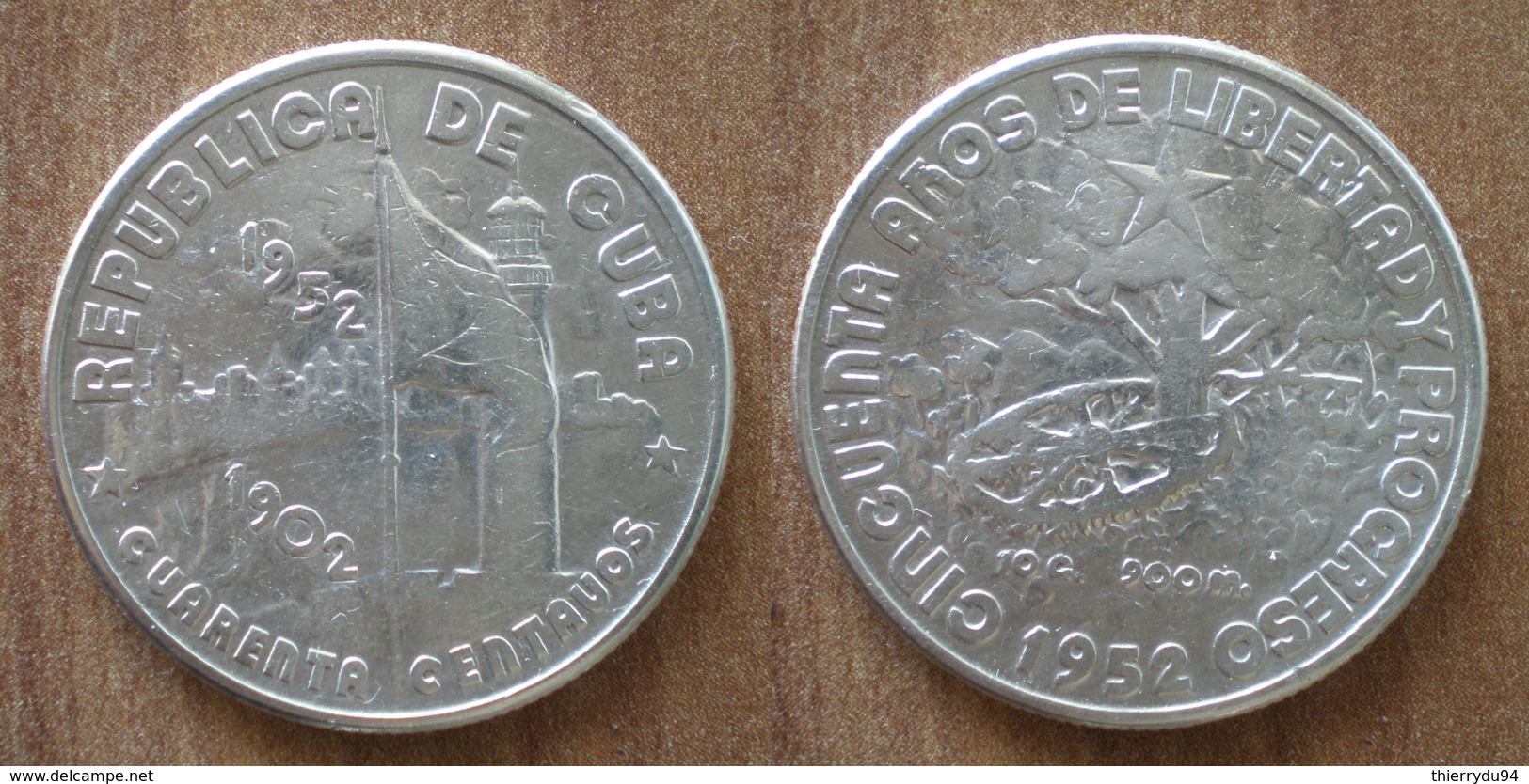 Cuba 40 Centavos 1952 UNC 1902 1952 50 Ans Republique Silver Argent Centavo Que Prix + Port Pesos Paypal Bitcoin - Cuba