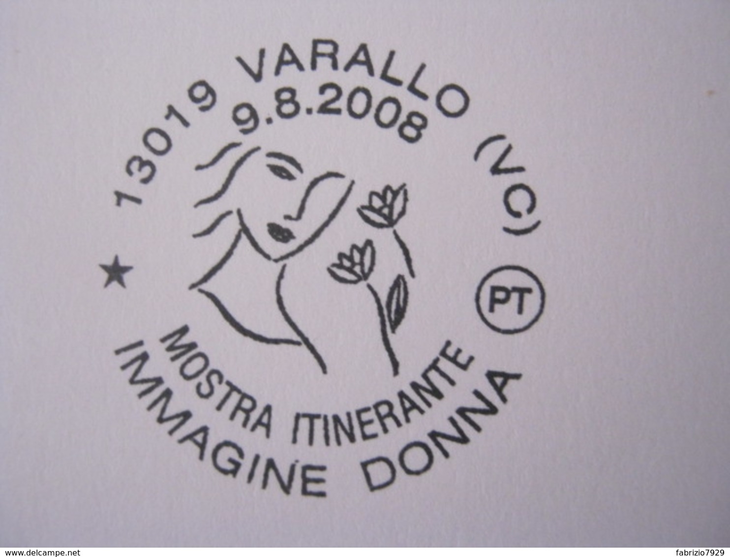 A.15 ITALIA ANNULLO 2008 VARALLO VERCELLI IMMAGINE DONNA MOSTRA ITINERANTE FIORI FIORE FLOWERS FLORA VOLTO - Altri & Non Classificati