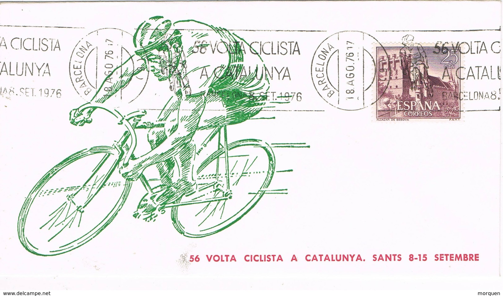 35849. Carta BARCELONA 1976. Rodillo Especial  58 Volta Ciclista Catalunya. Ciclismo - Cartas & Documentos