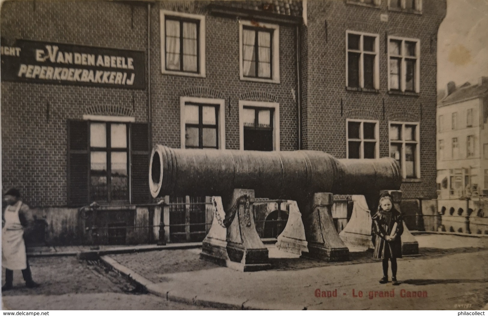 Gent - Gand // Grand Canon - Reklame E. Van Den Abeele Peperkoekbakkerij 19?? Ronde Hoeken - Gent