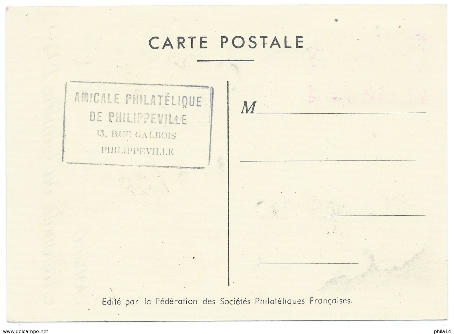 DE CHOISEUL / PHILIPPEVILLE ALGERIE / 1949 /  JOURNEE DU TIMBRE - Lettres & Documents