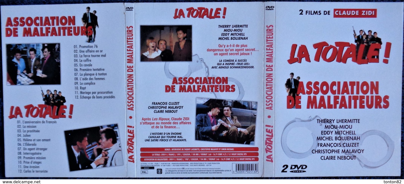 La Totale ! - Et Association De Malfaiteurs - ( 2 Films De Claude Zidi ) - Thierry Lhermite - Miou-Miou - Eddy Mitchell - Comédie