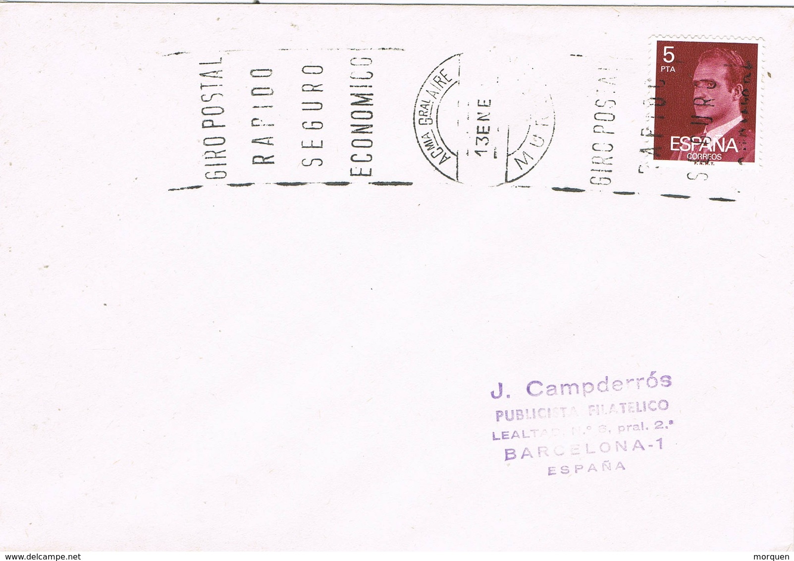 35853. Carta MURCIA 1977. Rodillo Correos  Academia General Del AIRE - Cartas & Documentos