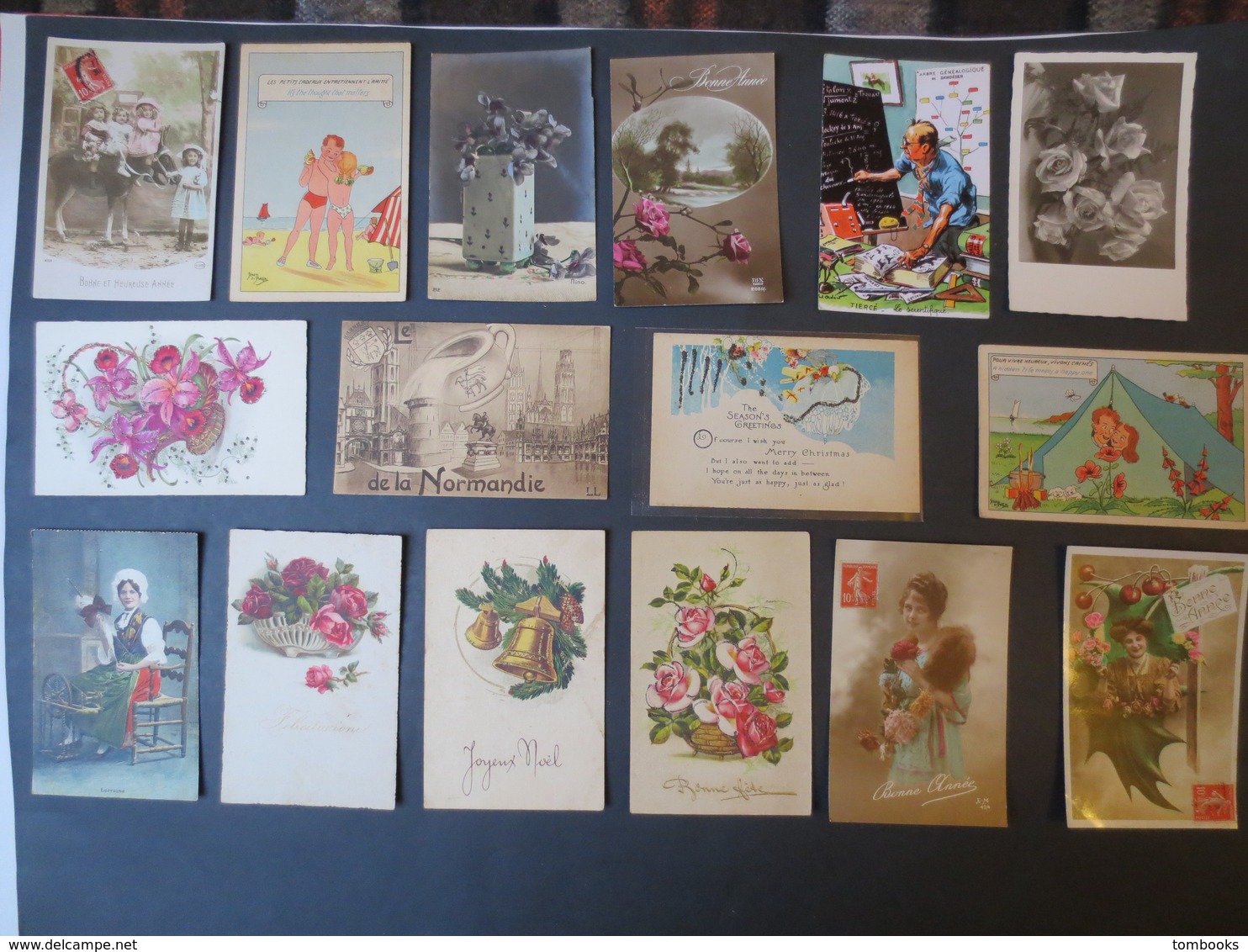 199 cartes postales fantaisies - anciennes et semi modernes - musicale - chromos - gauffrée etc ( photos ) B.E